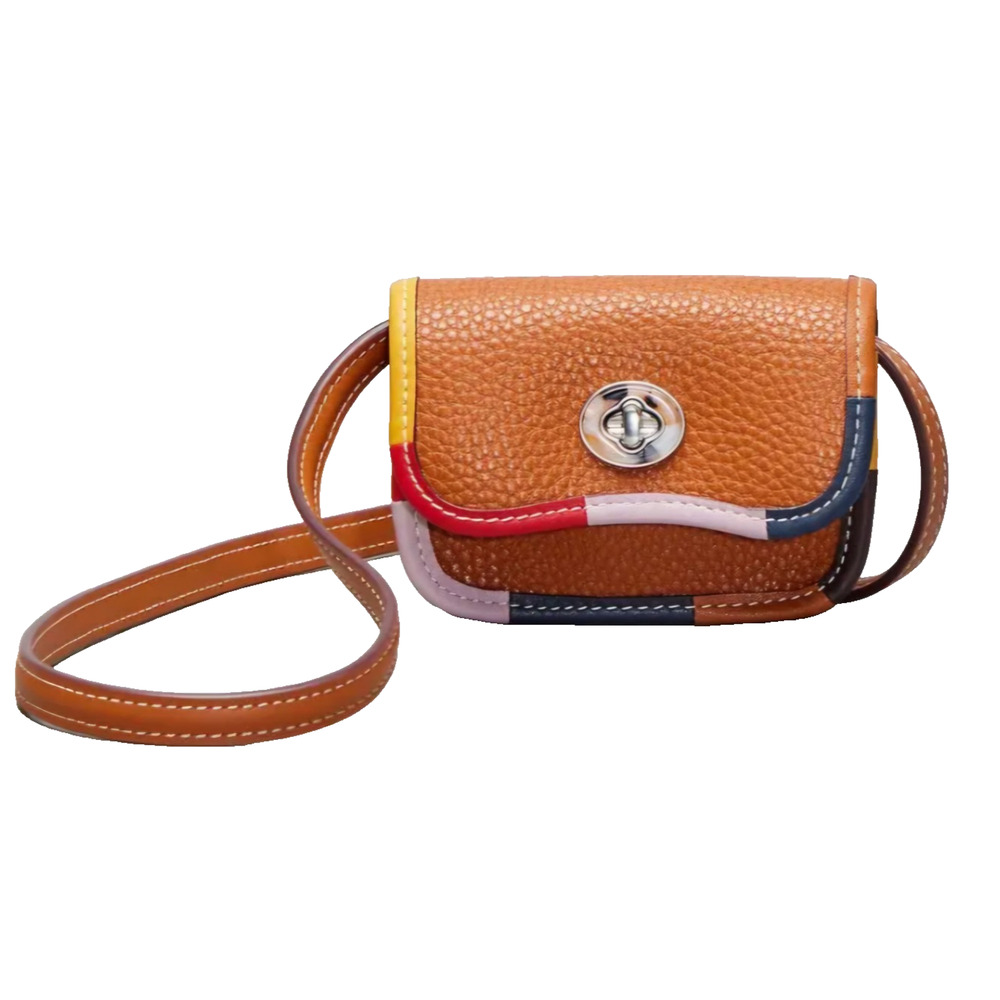 Coach Coachtopia Wavy Wallet Crossbody Brown Leather Mini Bag Turnlock Closure